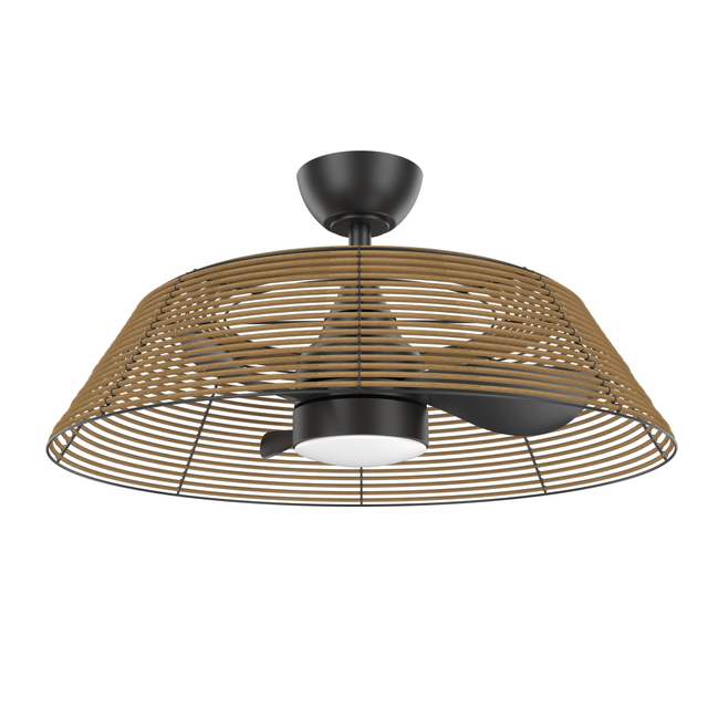 Ventilador de techo Boho Rattan de 6 velocidades de 28 pulgadas con luz