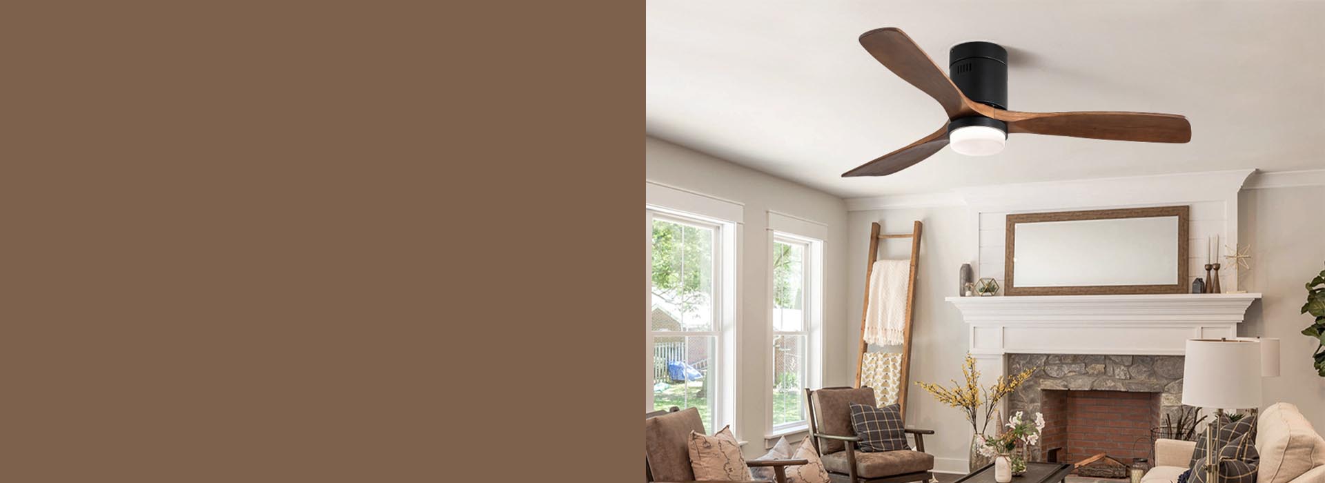 indoor&outdoor dc motor solid wood ceiling fan